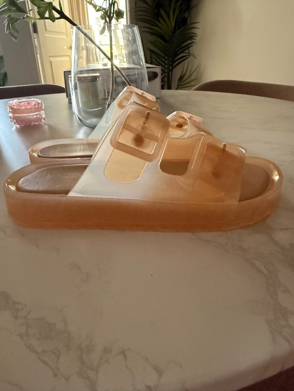NEW IN BOX: Dolce Vita Julio Sandals, Praline Vinyl Double-Buckle Slide Sandals - Picture 5 of 11